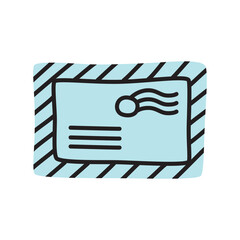 Doodle letter envelope icon hand drawn in a modern minimalistic style isolated on white background. Vector illustration