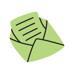 Doodle Open envelope with letter icon hand drawn in a modern minimalistic style isolated on white background. Vector illustration