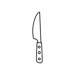 Simple Outline Drawing Of A Kitchen Knife With A Three Hole Handle On A Transparent Background