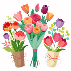 Elegant set of decorative rose and flower silhouette icons for design projects suitable for various applications