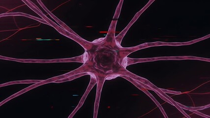Abstract 3D Neuron Illustration with Pink Tints and Glitch Effects - Powered by Adobe