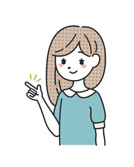 指を差して説明する女性