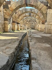 Ancient stone vault in Old Smyrna museum in Izmir, Turkey