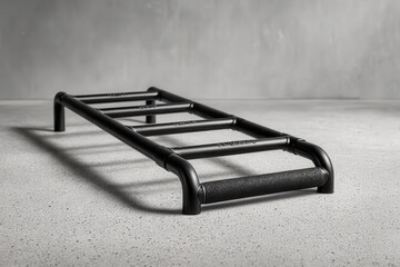 Black rubberized agility ladder laid out flat for fitness exercise