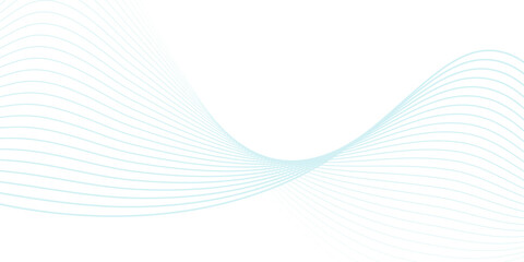 White abstract background with blue flowing wave lines. Minimalist wavy lines. Modern design element. Futuristic technology concept. Suit for banner, flyer,