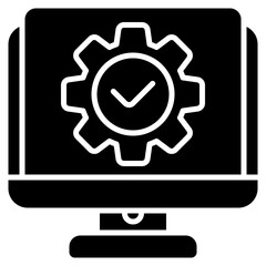 Control system icon. Monitoring process. Quality management and supervision collection.Glyph Icon