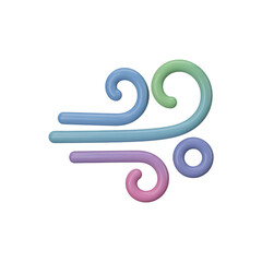 Obraz premium Colorful 3d stylized wind icon with curved lines and swirl on transparent background