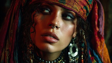 Futuristic and traditional fortune tellers reading glowing crystal spheres and tarot cards