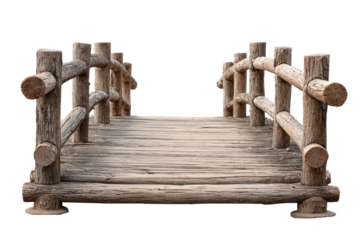 Rustic wooden bridge with railing