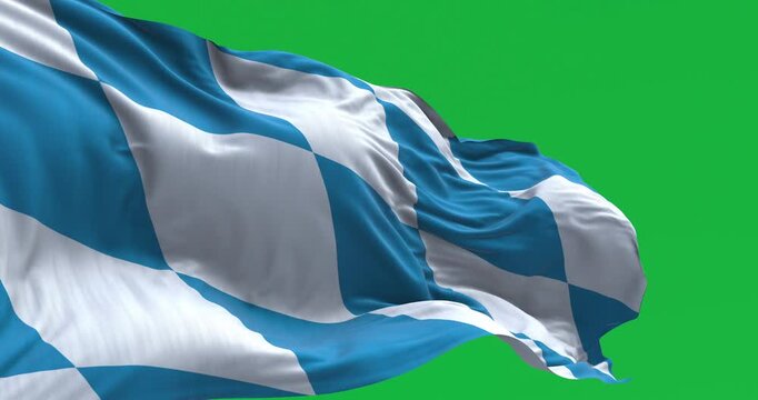 Bavarian flag waving isolated on green background