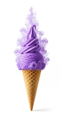 Purple Ice Cream Cone with Swirl Design.
