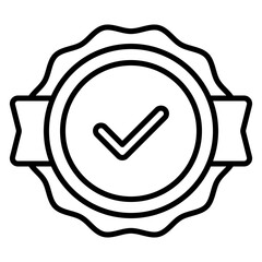 Approved or certified icon. Verified check mark. Confirmation and validation collection. Line Icon