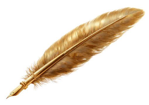 Golden quill feather pen