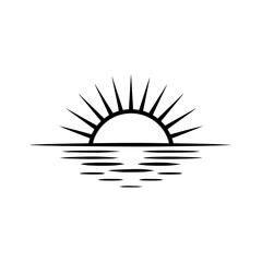 Vector art of sunrise over water silhouette