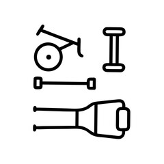 Exercise equipment including ab roller, dumbbell, bar and resistance band