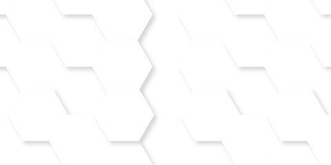 Obraz premium White minimal hexagons grid science geometrical Abstract hexagon polygonal pattern background vector. seamless bright white abstract honeycomb background. 