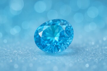 Sparkling Blue Gem: A mesmerizing close-up of a radiant blue gem, its facets catching the light to create a dazzling display of brilliance, evoking feelings of elegance and luxury.