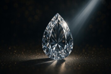 Sparkling Tear-Drop Diamond: The image captures the breathtaking brilliance of a meticulously cut tear-drop diamond, its facets reflecting a radiant display of light.