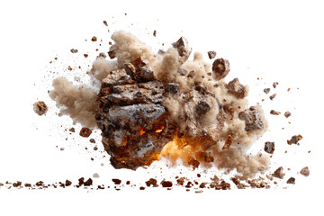 Exploding rock, debris, and dust