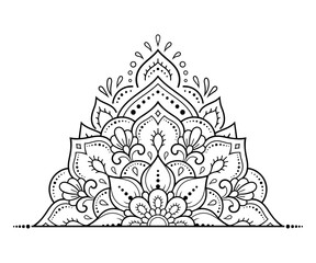 Circular pattern in form of mandala with flower for Henna, Mehndi, tattoo, decoration. Decorative ornament in ethnic oriental style. Outline doodle hand draw vector illustration.