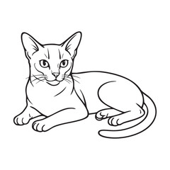 Abyssinians Cat Lying Down silhouette vector, sitting on the floor, cute abyssinian cat