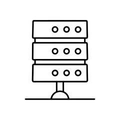 Outline of a three tier server rack on transparent background