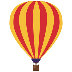 Fototapeta premium Hot air balloon with red and yellow stripes. Colorful travel concept. Isolated air transport for graphic design.