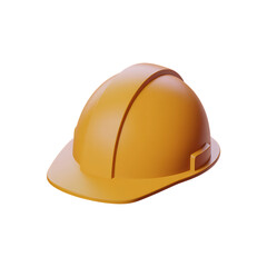 Fototapeta premium Orange construction hard hat isolated on transparent background, 3d render for safety
