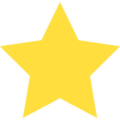 A Simple Bright Yellow Five Pointed Star Shape Isolated on a Transparent Background for Graphic Design and Decoration Purposes