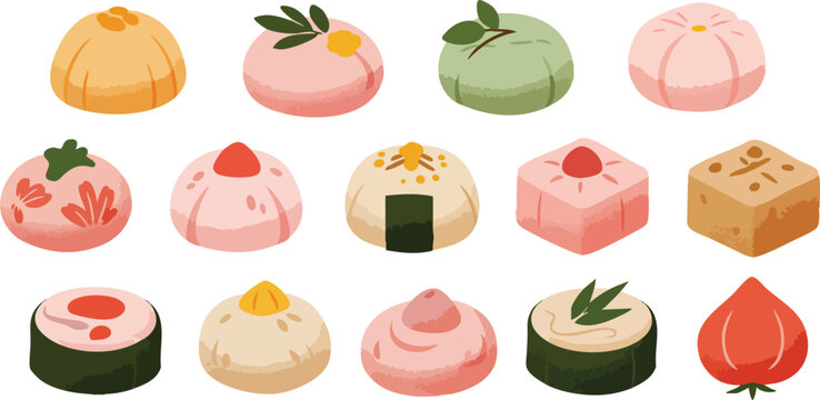 set of japanese cake bapao
