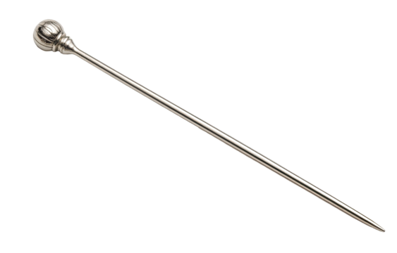 Long, slender metal rod with a round top
