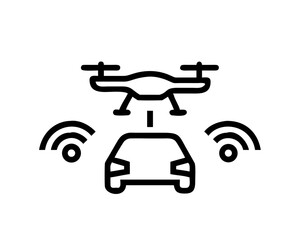 Autonomous car with drone, showcasing technology
