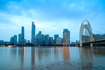Modern urban night view, Pearl River New City, Guangzhou, China
