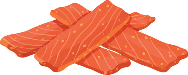 Illustration of several pieces of salmon, stacked on top of each other.