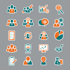 Business and Finance Icon Set on Gray Background icons