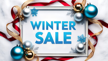 Winter Sale Frame with Christmas Decorations - Festive Holiday Design