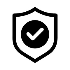 Stylized security shield icon featuring a checkmark within a circle, representing trust and protection
