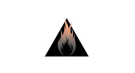 Fototapeta premium Black triangle with a flame inside, representing energy, heat, and potential danger.