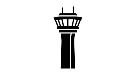 Black Silhouette of an Airport Control Tower.