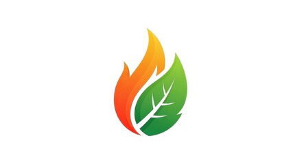 A logo featuring a stylized flame and leaf, symbolizing growth, energy, and nature.