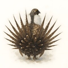 산쑥들꿩, 뒷부분, 수채화, jpeg (Greater sage-grouse, back view, water colour, jpeg)