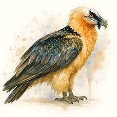 수염수리, 우측면, 수채화, jpeg (Bearded vulture, right side view, water colour, jpeg)