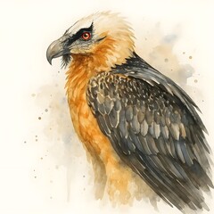 수염수리, 좌측면, 수채화, jpeg (Bearded vulture, left side view, water colour, jpeg)