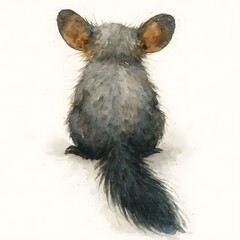 아이아이, 뒷부분, 수채화, jpeg (Aye-aye, back view, water colour, jpeg)