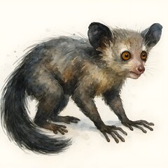 아이아이, 우측면, 수채화, jpeg (Aye-aye, right side view, water colour, jpeg)