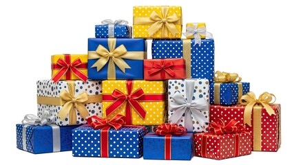 A Stack of Colorful Gift Boxes Tied With Ribbons