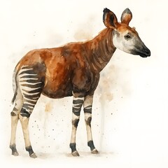 오카피, 우측면, 수채화, jpeg (Okapi, right side view, water colour, jpeg)