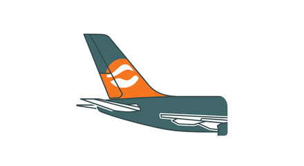 Airplane Tail Fin with Orange Logo and Green Body Aviation Design.