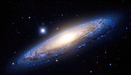 Fototapeta premium Vibrant Galaxy Core with Luminous Halo and Sparkling Stars on Dark Cosmic Canvas