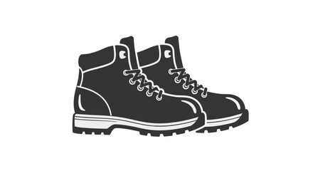 A Pair of Black Work Boots with White Laces and Soles.